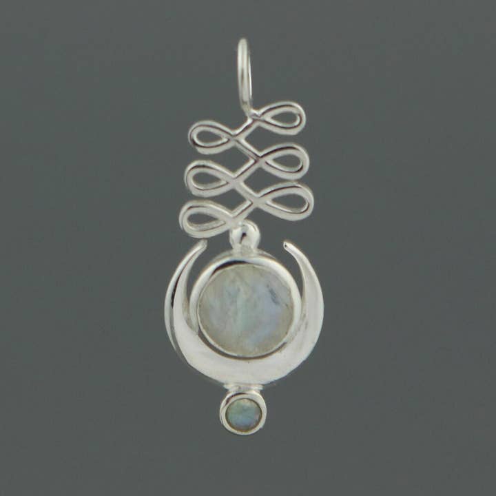 Culture Spot - Wholesale Individual Charm/Pendant - Sterling Silver Moon, Unalome Moonstone Pendant