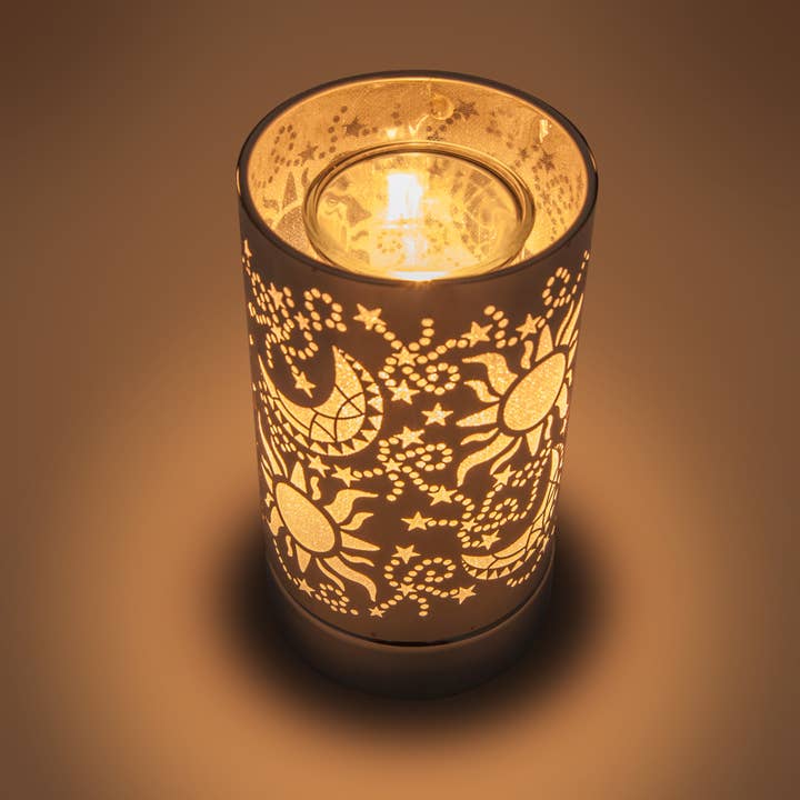 Peterson Housewares & Artwares - Wholesale Wax Warmer - 7" Touch Lamp - Wax Warmer- Oil Burner - Silver Galaxy3