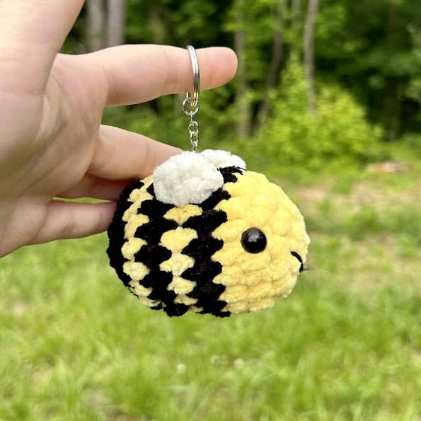 Honey Bee Plush (Bee Keychain) Handmade Crochet Bee for wholesale by Crochet By TxN