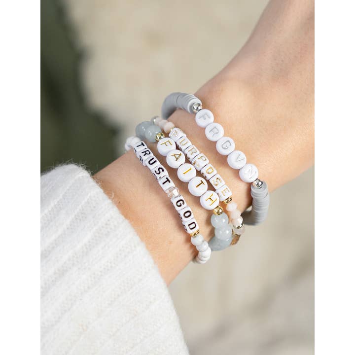 Elevated Faith - Wholesale Beaded Bracelet - Trust God Letter Bracelet