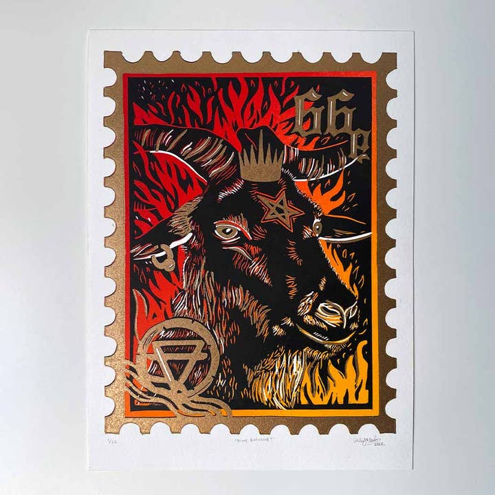 King Baphomet Goat Stamp Art Print for wholesale by Blockforest