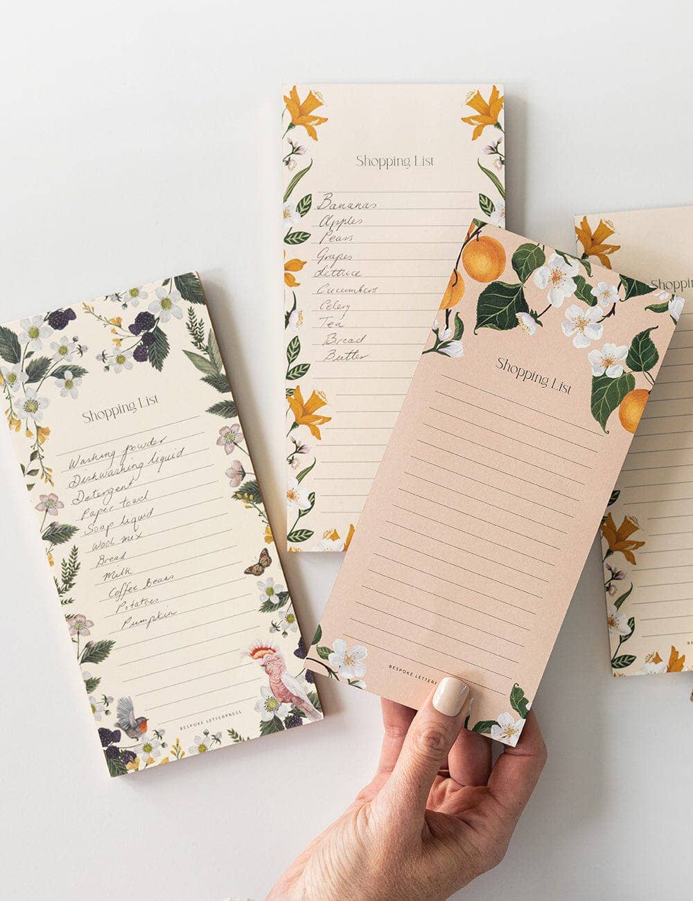 Bespoke Letterpress - Wholesale Notepad - Peaches Shopping List DL Notepad7