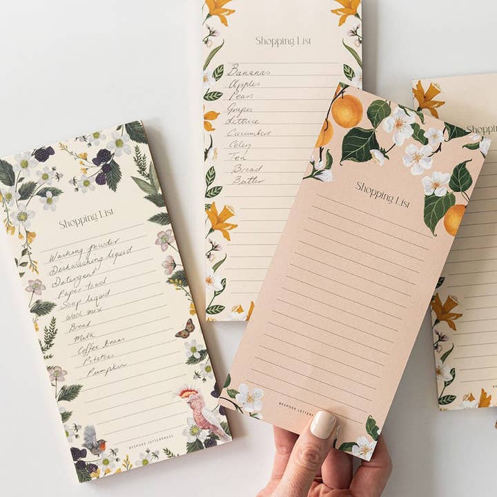 Bespoke Letterpress - Wholesale Notepad - Peaches Shopping List DL Notepad7