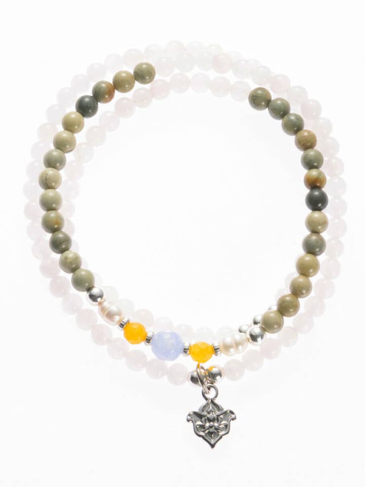 Mala Tripla Rose Silver Jasper por atacado de samsara collection