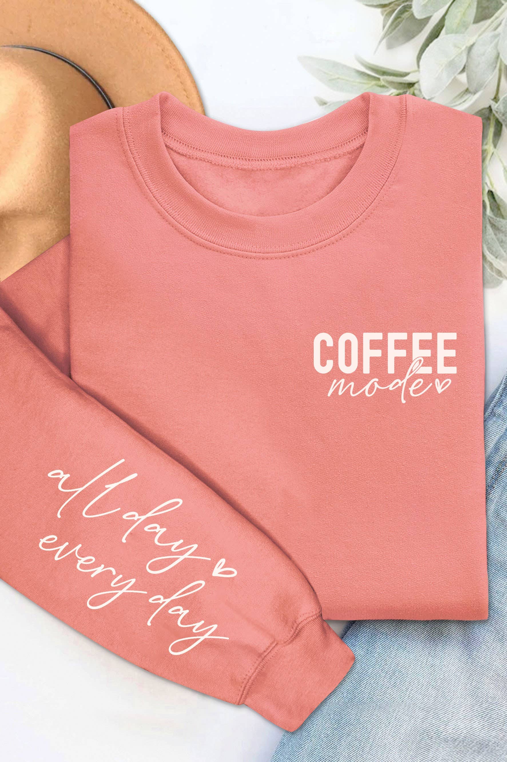 Rustee Clothing - Wholesale Graphic Sweatshirt - Women's - COFFEE MODE GRAPHIC BRUSHED SWEATSHIRTS1
