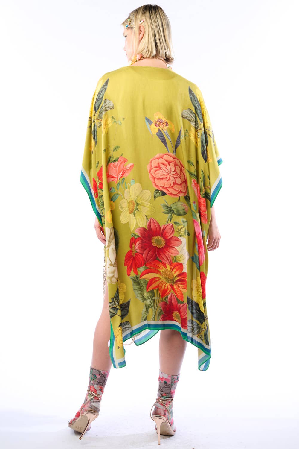 Olive Floral French Riviera Hand-Beaded Kimono / Topper for wholesale on Faire1