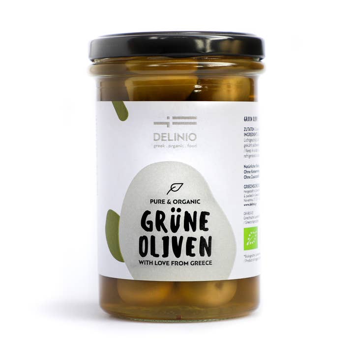 Organic Green Olives x 12 jars for wholesale by DELINIO