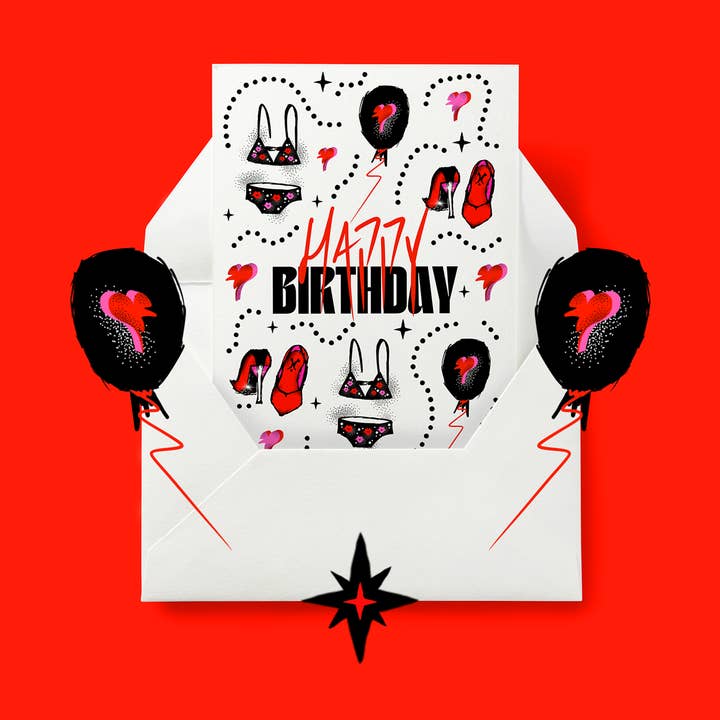 Buon Compleanno, Serata tra Ragazze! – Biglietto di Auguri A6 (bianco) per la vendita all'ingrosso da parte di Kiki Gunn