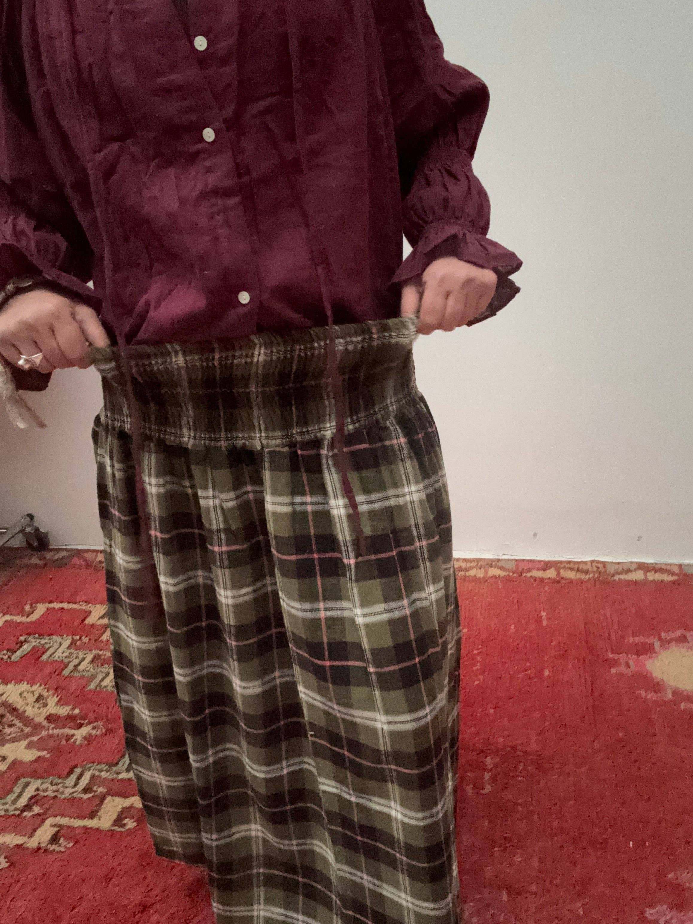 ToutVintage - Wholesale Skirt - Women's - Set of 2 Blockprint maxi skirt green pink5