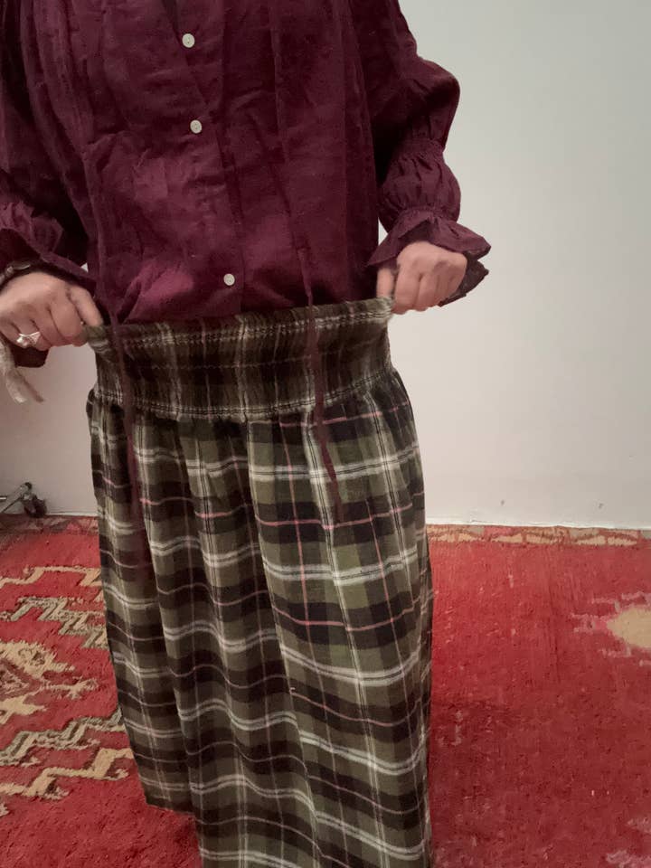 ToutVintage - Wholesale Skirt - Women's - Set of 2 Blockprint maxi skirt green pink5