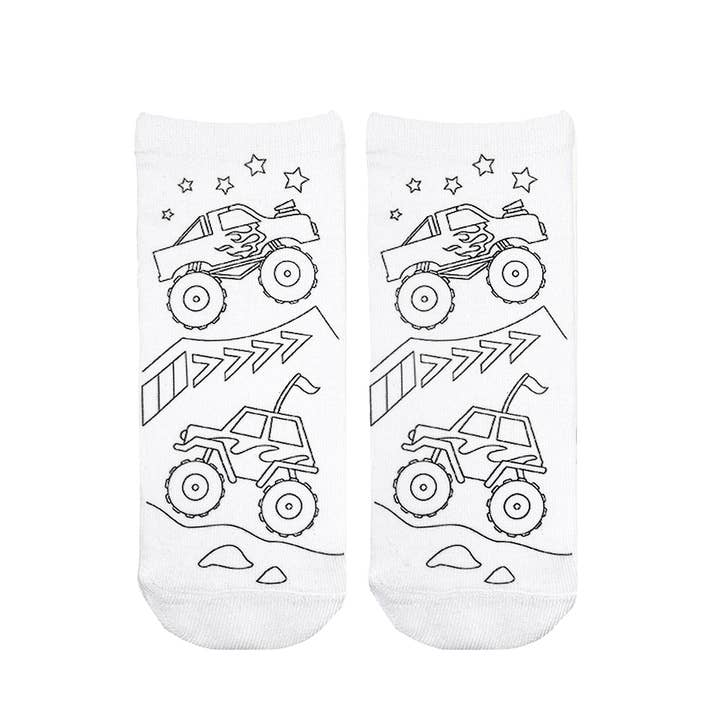 Living Royal - Wholesale DIY Craft Kit - Kids - Ankle Socks - DIY Coloring Kit - Monster Truck Mania1