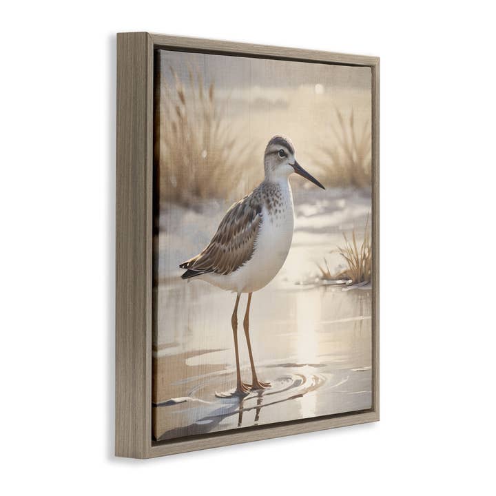 Stupell Industries – wholesale Wall sign – Sunlit Sandpiper in Shallow Water - Framed Wall Art18