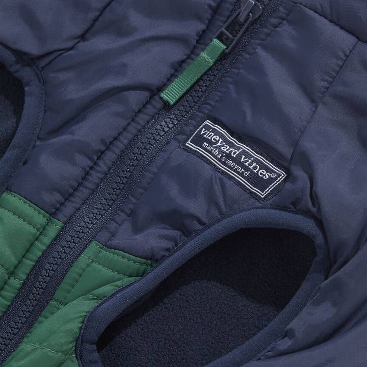 Found My Animal - Wholesale Pet Jacket - Dog - Vineyard Vines X Fma Pet Puffer Jacket, Turf Green
