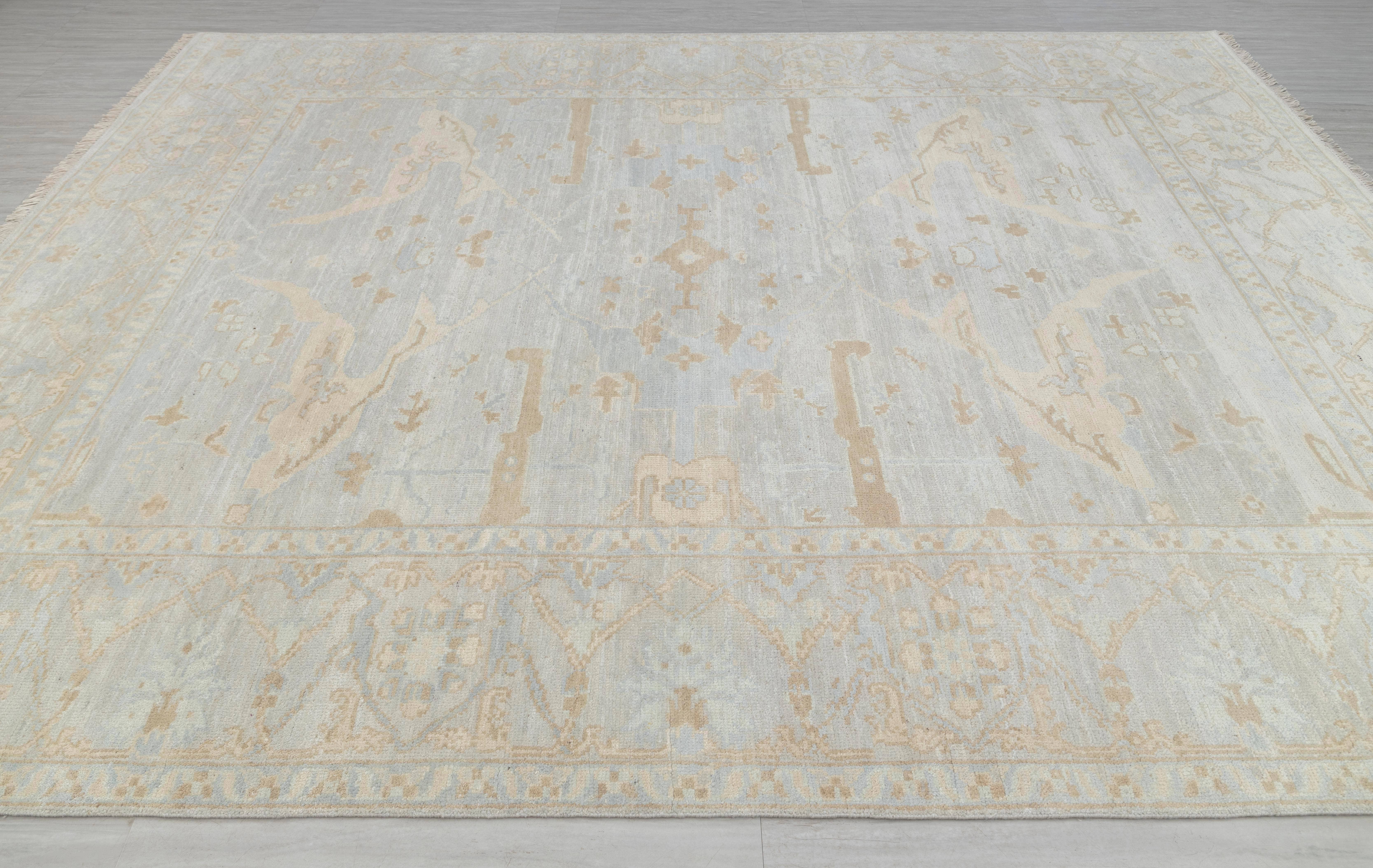 Aesthetic Homes LLC - Wholesale Area Rug - Silver Grey Blue Modern Oushak Rug – Hand Knotted Wool 17007
