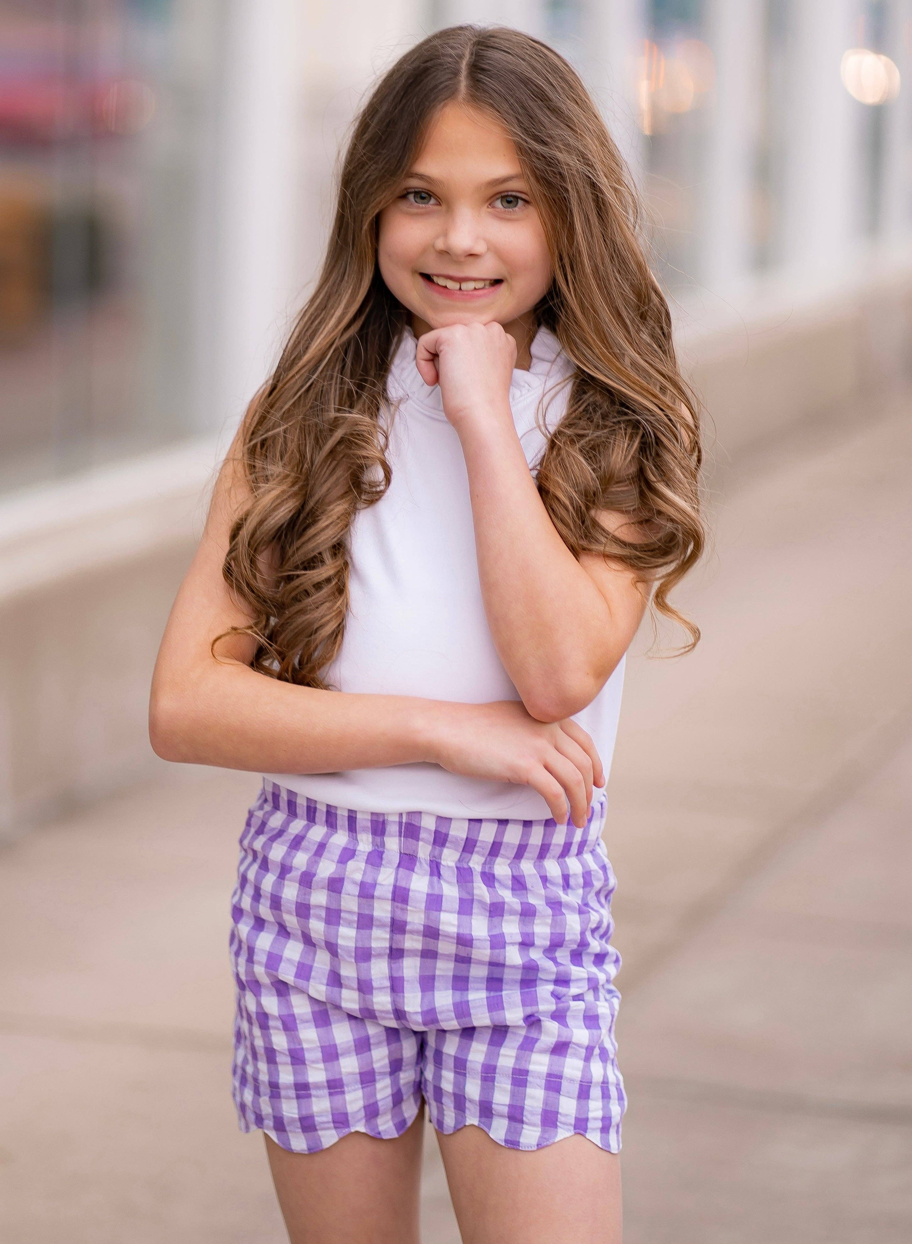 The Yellow Lamb - Vente Short – enfant - Short en vichy seersucker violet de Katie1