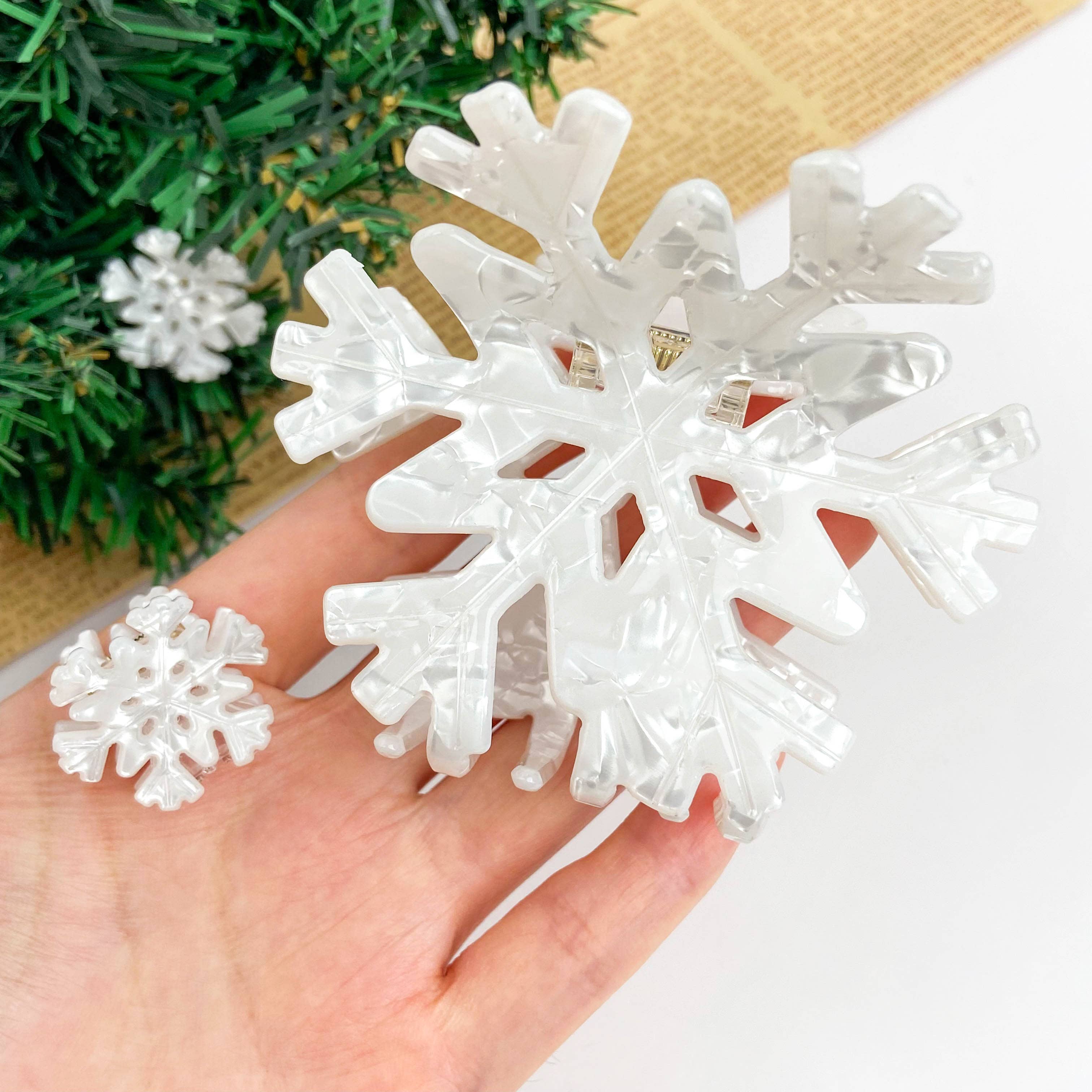 TheDivaSoap - Venta al por mayor Horquilla para el pelo - Mujer - Pinza de Pelo Copo de Nieve Blanco de Invierno, Pinza de Pelo de Navidad4