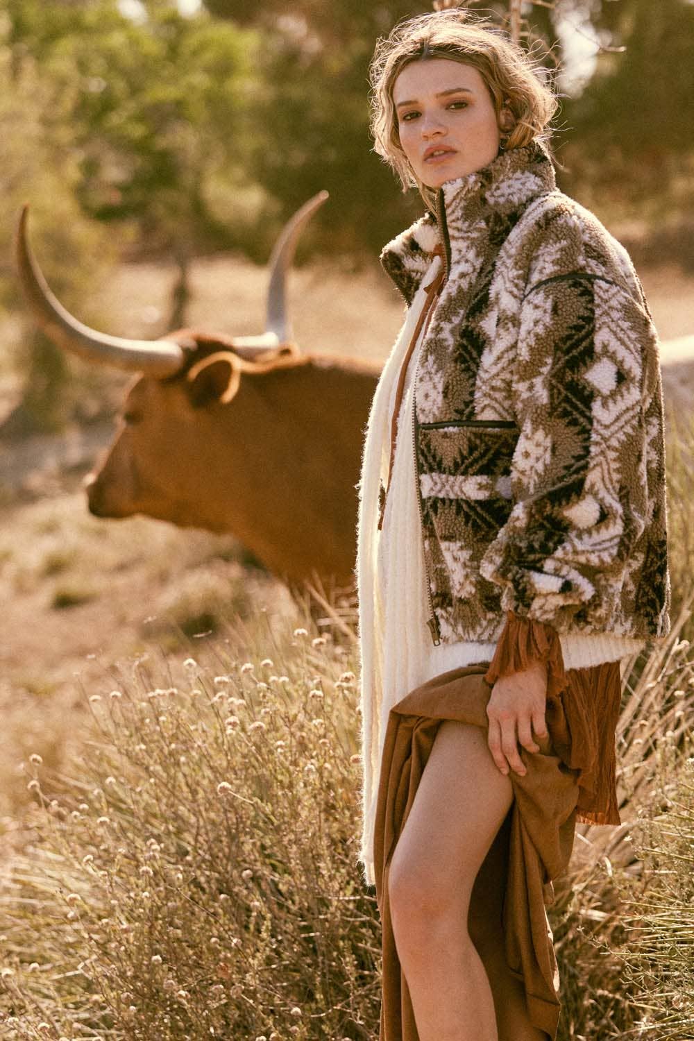 Promesa USA - Vendita all'ingrosso Giacca - Donna - Giacca in Pile Sherpa con Cerniera e Stampa Geometrica4