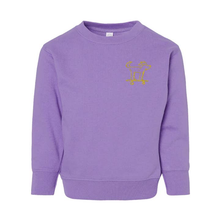 The Communitee Project - Wholesale Sweatshirt - Kids - Embroidered Skateboarding Dog Toddler Crewneck