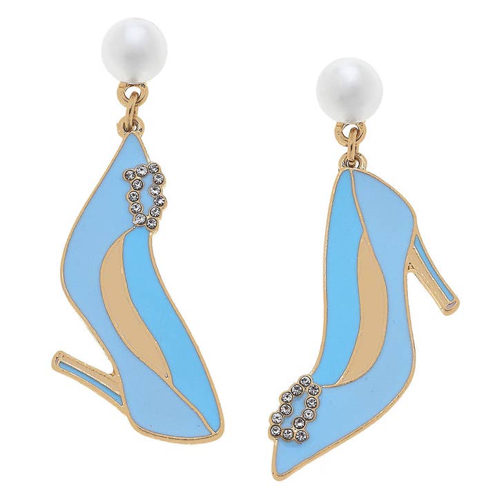 Carrie Enamel & Pave Wedding Pumps in Blue & White for wholesale by Canvas Style