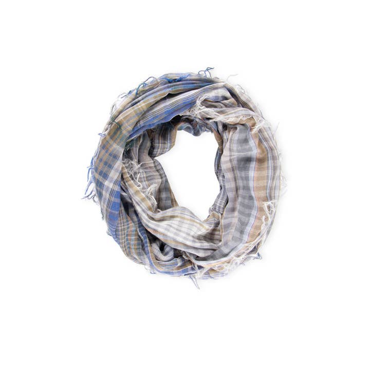 Multi Cachecol Multi Colorido de Algodão Xadrez Infinity para Mulher para venda a revendedores na Faire1