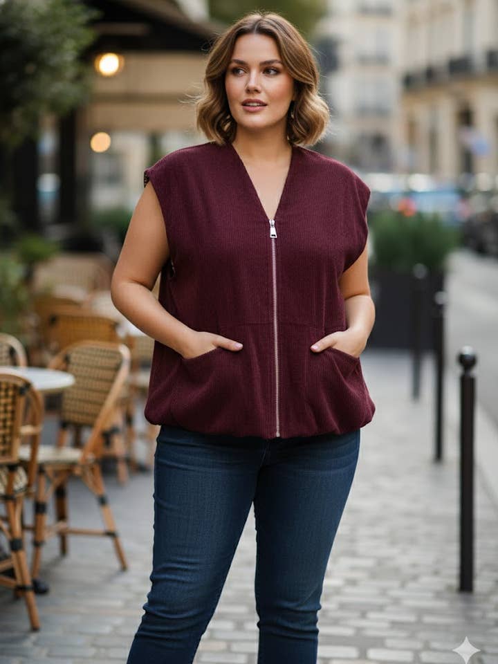Grand Taille - Veste sans manches à zip pour la vente par C'MELODIE
