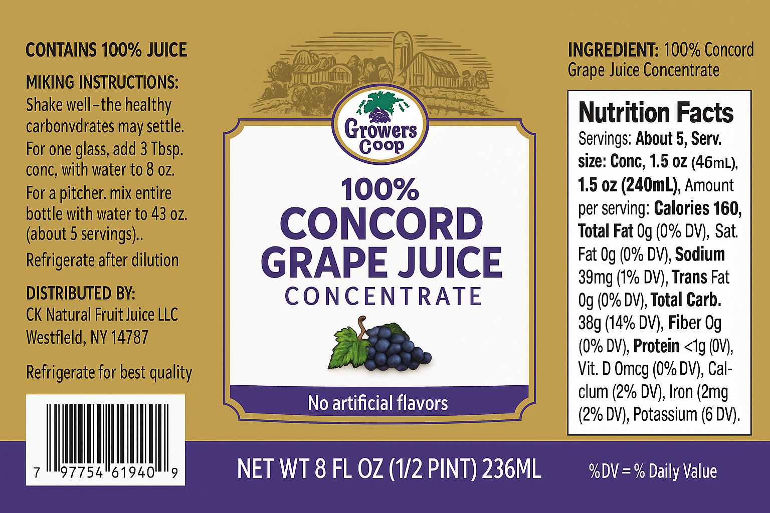 CK Natural Fruit Juice - Vente Jus de fruits - Concentré de raisin Concord1