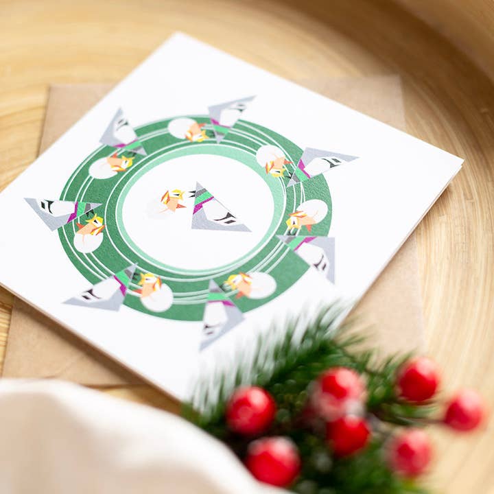 Small Christmas Cards -8 Maids Milking for wholesale by Twenty Birds