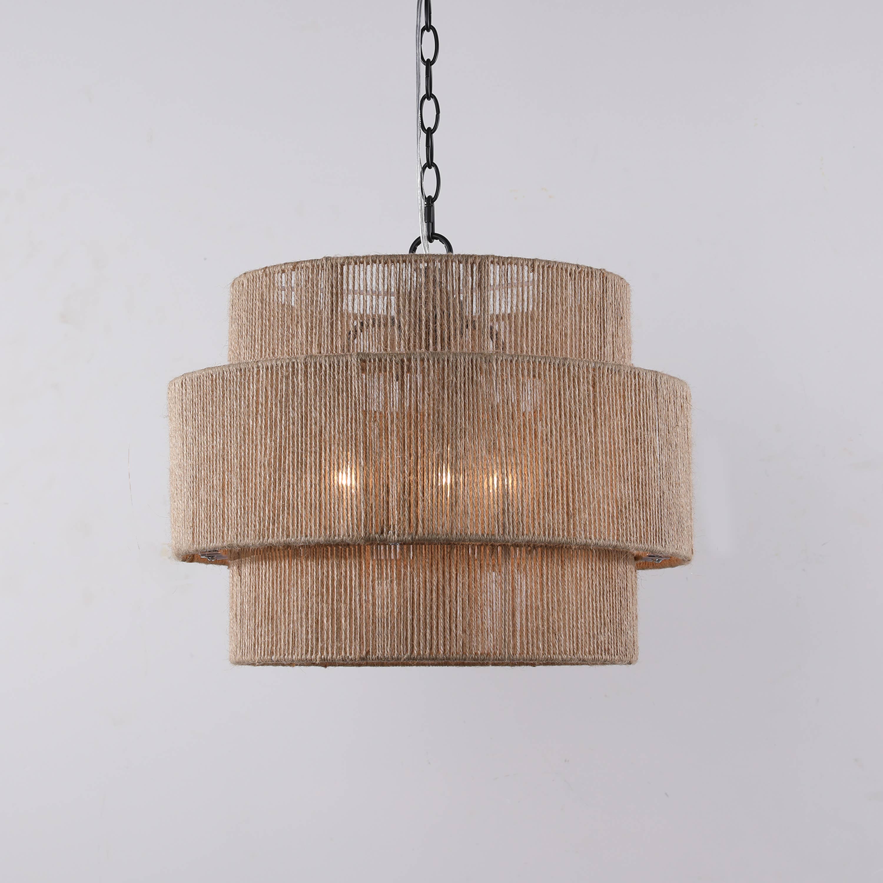 Terracotta Designs - Wholesale Chandelier/Hanging Light - Whitsunday Double Drum Abaca Chandelier2