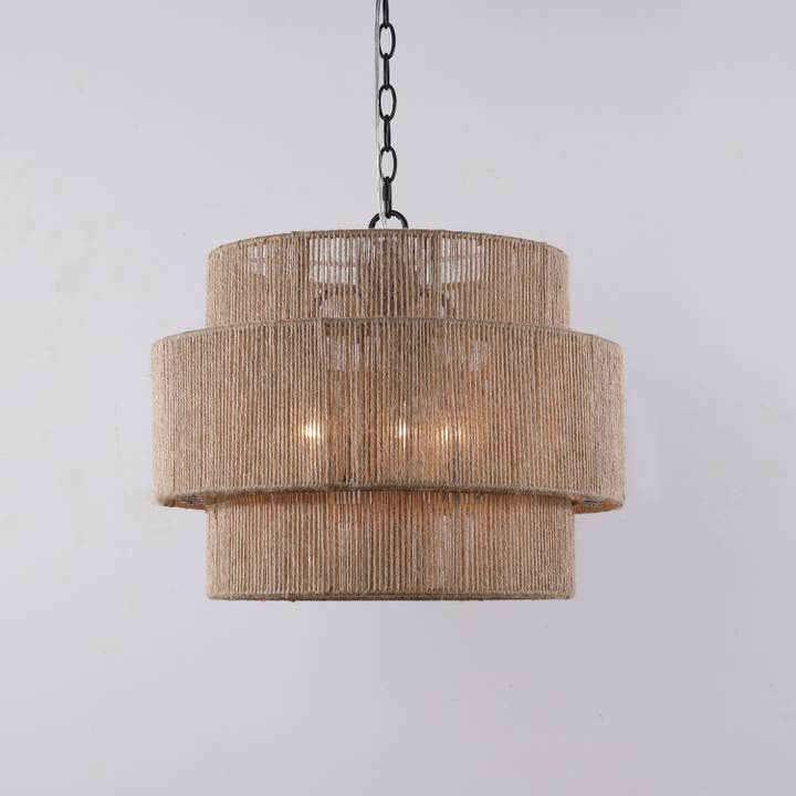 Terracotta Designs - Vente Lustre/Suspension - Lustre en abaca à double tambour Whitsunday2