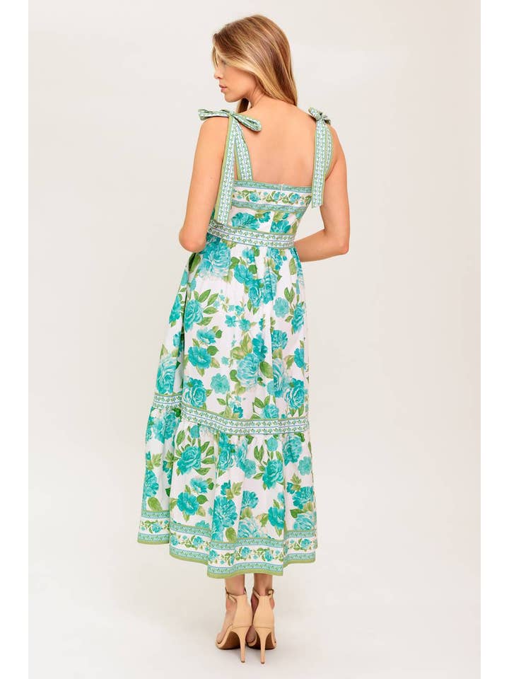 IVORY GREEN A printed woven midi dress - ID22293 for wholesale on Faire