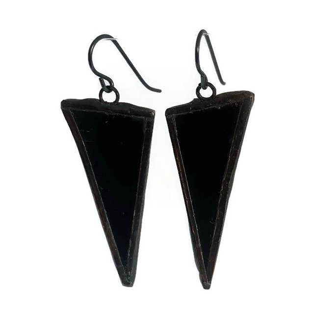 Stained Glass Triangle Earrings-Small-Black for wholesale by Citybitz