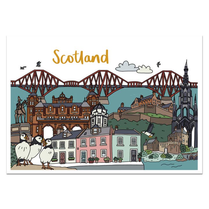 Scotland Landmarks Print for wholesale by Victoria Rose Ball