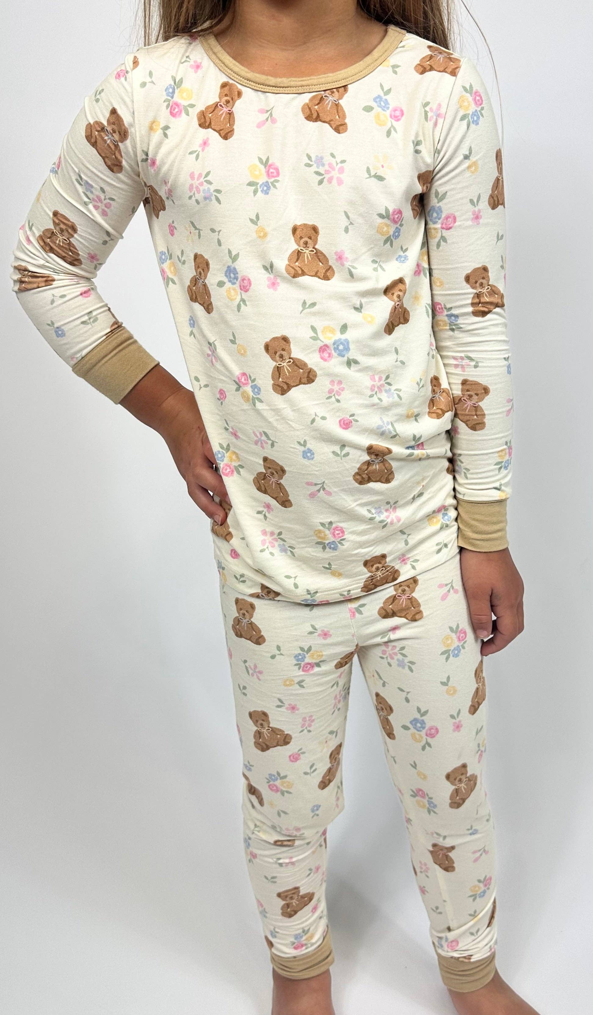 Mini Moon - Vente Grenouillère – bébé - Teddy en Fleurs - Ensemble Deux Pièces4