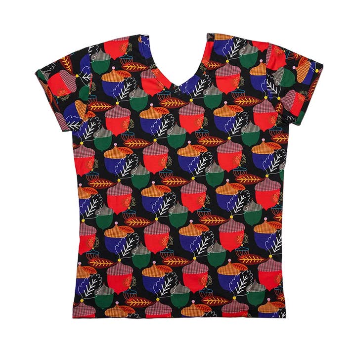 Farverig kortærmet T-shirt til kvinder - Agern for engroshandel hos Raspberry Republic