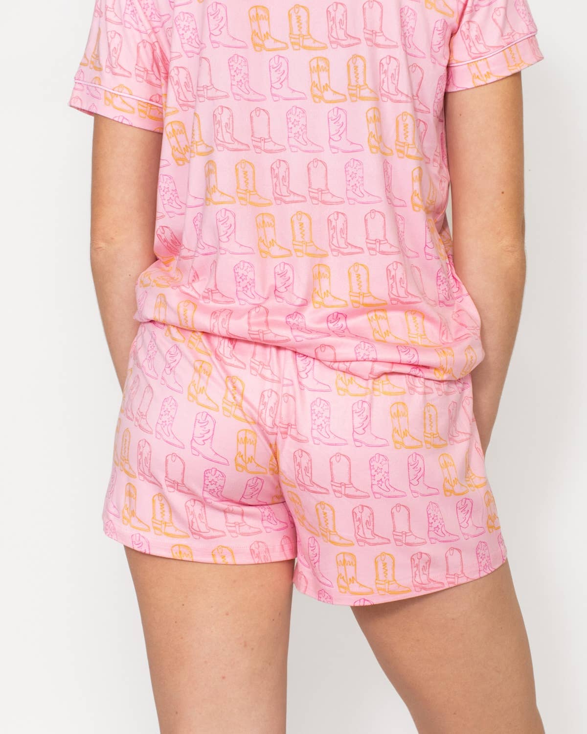 The Royal Standard - Wholesale Sleepwear Bottom - Women's - Cowgirl Walk Sleep Shorts   Light Pink/Orange   -Asst.1