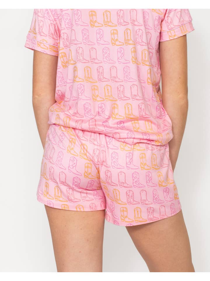 The Royal Standard - Wholesale Sleepwear Bottom - Women's - Cowgirl Walk Sleep Shorts Light Pink/Orange -Asst.1