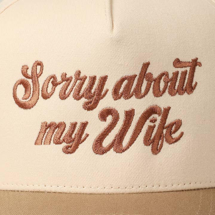 Fashion City - Wholesale Baseball Cap - Unisex - Sorry About My Wife / Husband Embroidery Two-Tone Canvas Cap