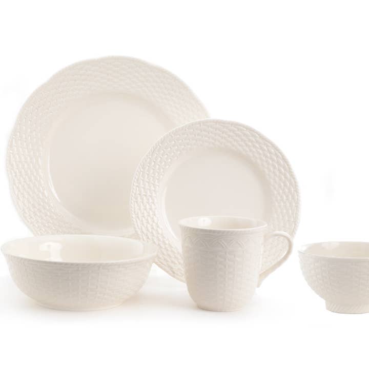 Red Vanilla Home - Wholesale Dinnerware Set - Nantucket White 16 Piece Dinnerware Set Service for 4