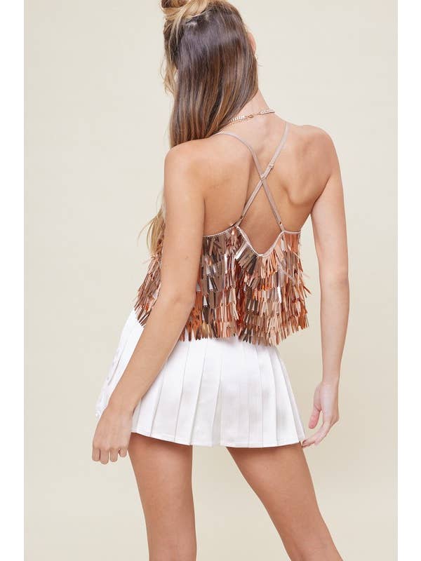 idem ditto - Vente Caraco – femme - CAMISOLE À SEQUINS TEXTURÉS ÉTINCELANTS AVEC DOS CROISÉ2