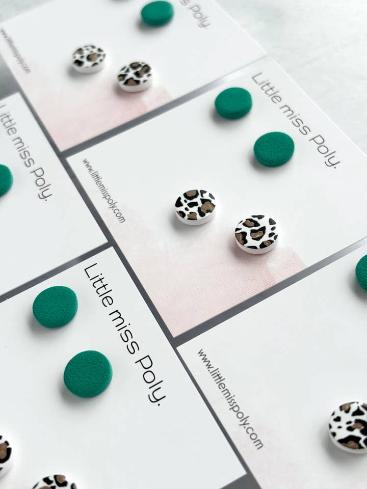 Mini Leopard Stud Pack - Forest Green for wholesale by Little Miss Poly