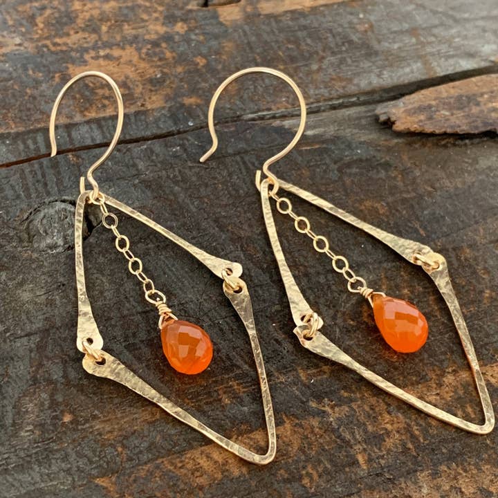 Boucles d'oreilles Florence/Orange pour la vente par Jennifer King Designs