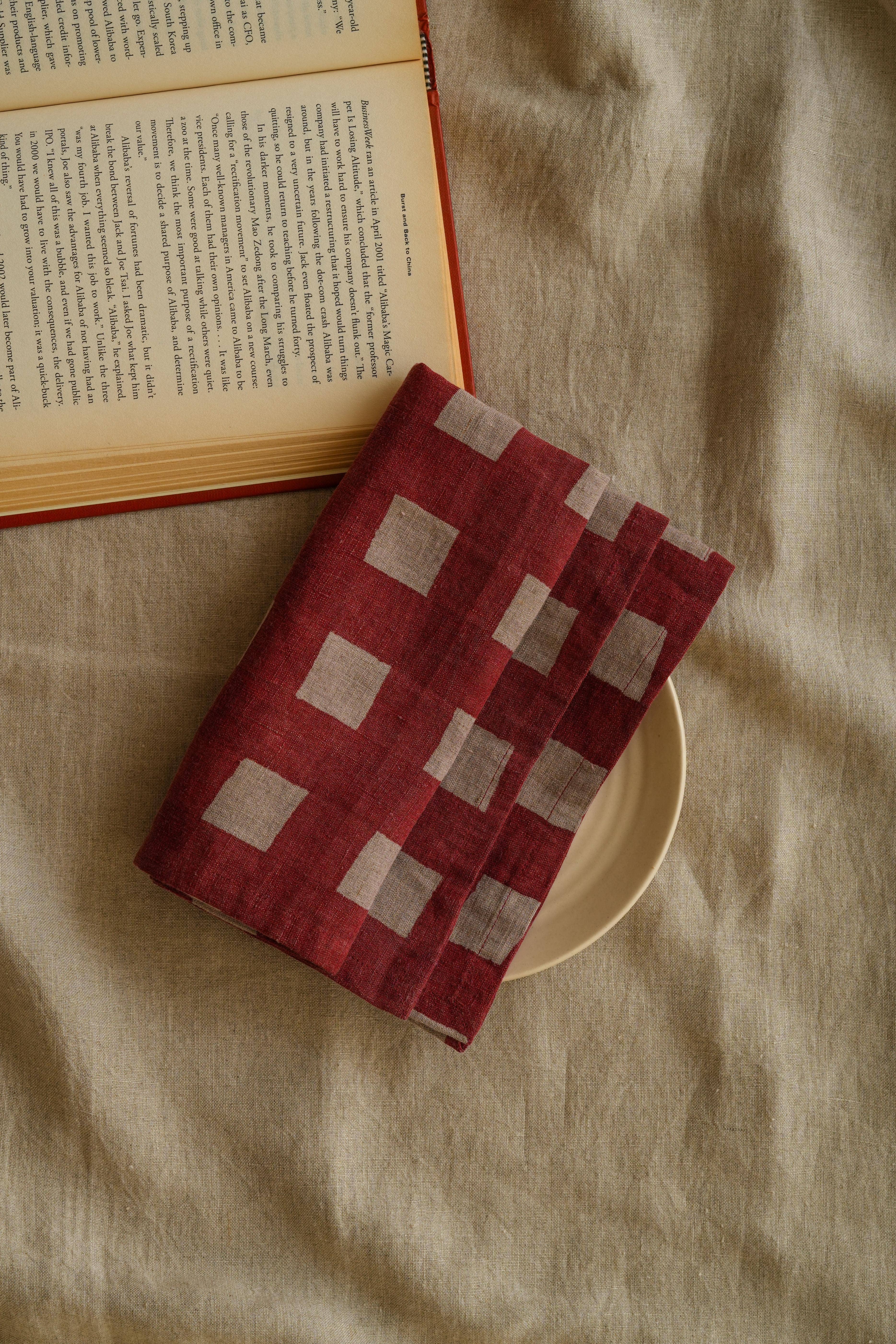 Live Linen - Wholesale Dinner & Cloth Napkin - Minimalist Linen Olea Napkin – Block Print0