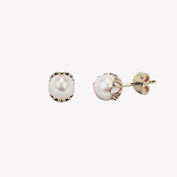 Rizen Jewelry - Wholesale Stud/Post Earrings - Becoming Shell Encased Pearl Stud Earrings5