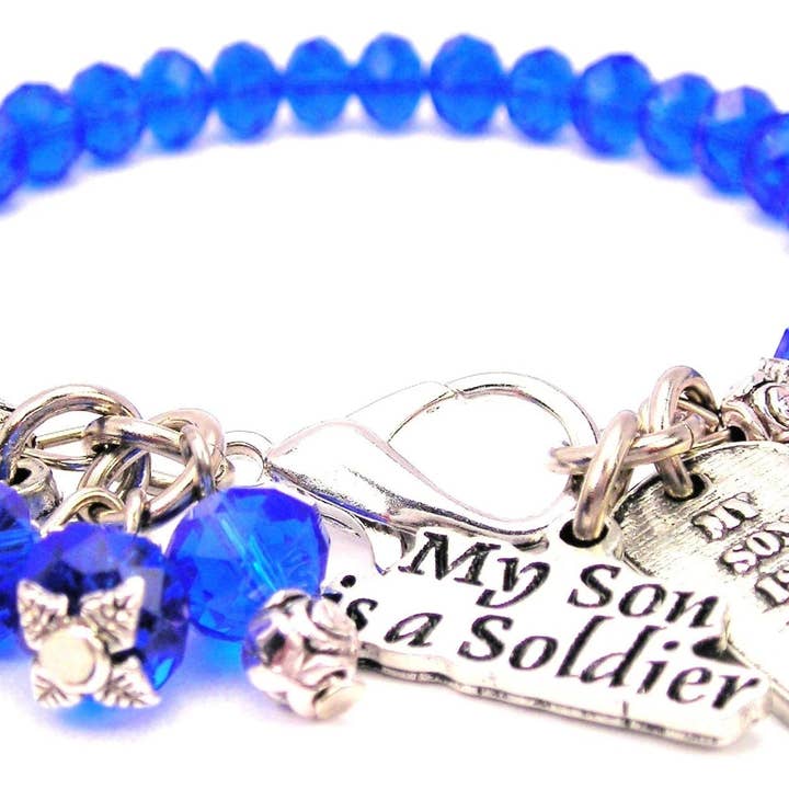 My Son Is A USA Hero Splash Of Color Crystal Bracelet for wholesale by Chubby Chico Charms
