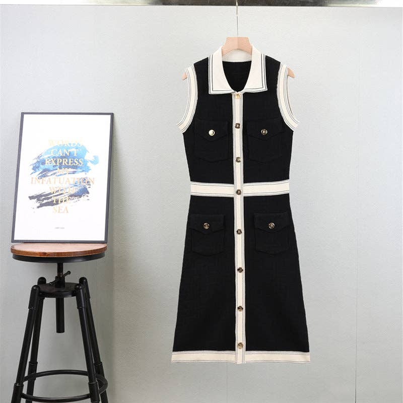 Marayn - Wholesale Dress - Women's - Chic Colorblock Knit Dress Summer ALine Style2