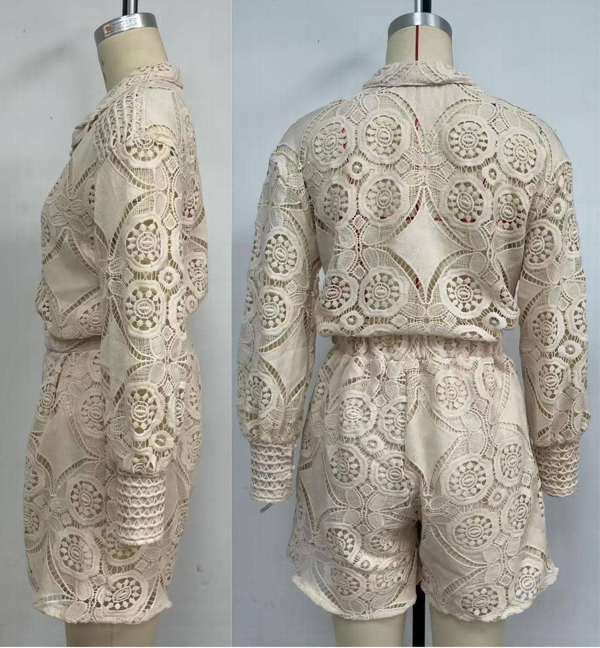 Rosa Clothing - Wholesale Top & Short Set (NOT Loungewear) - Women's - Cut out lace boho shirt top shorts sets8