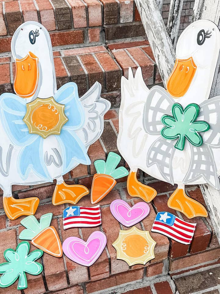 Retro porch duck goose with attachments for wholesale by Sunflower Soul Art