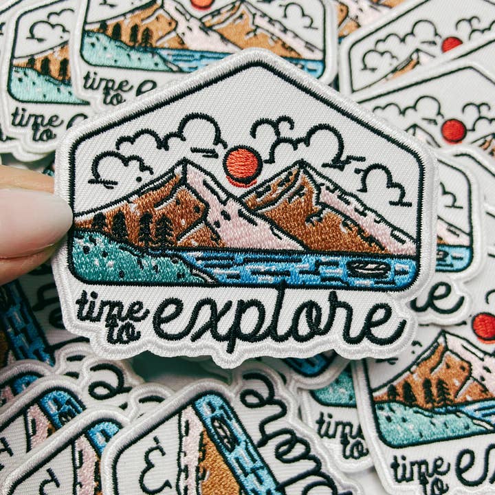 3" Time to EXPLORE - Embroidered Hat Patch for wholesale by TEELUX