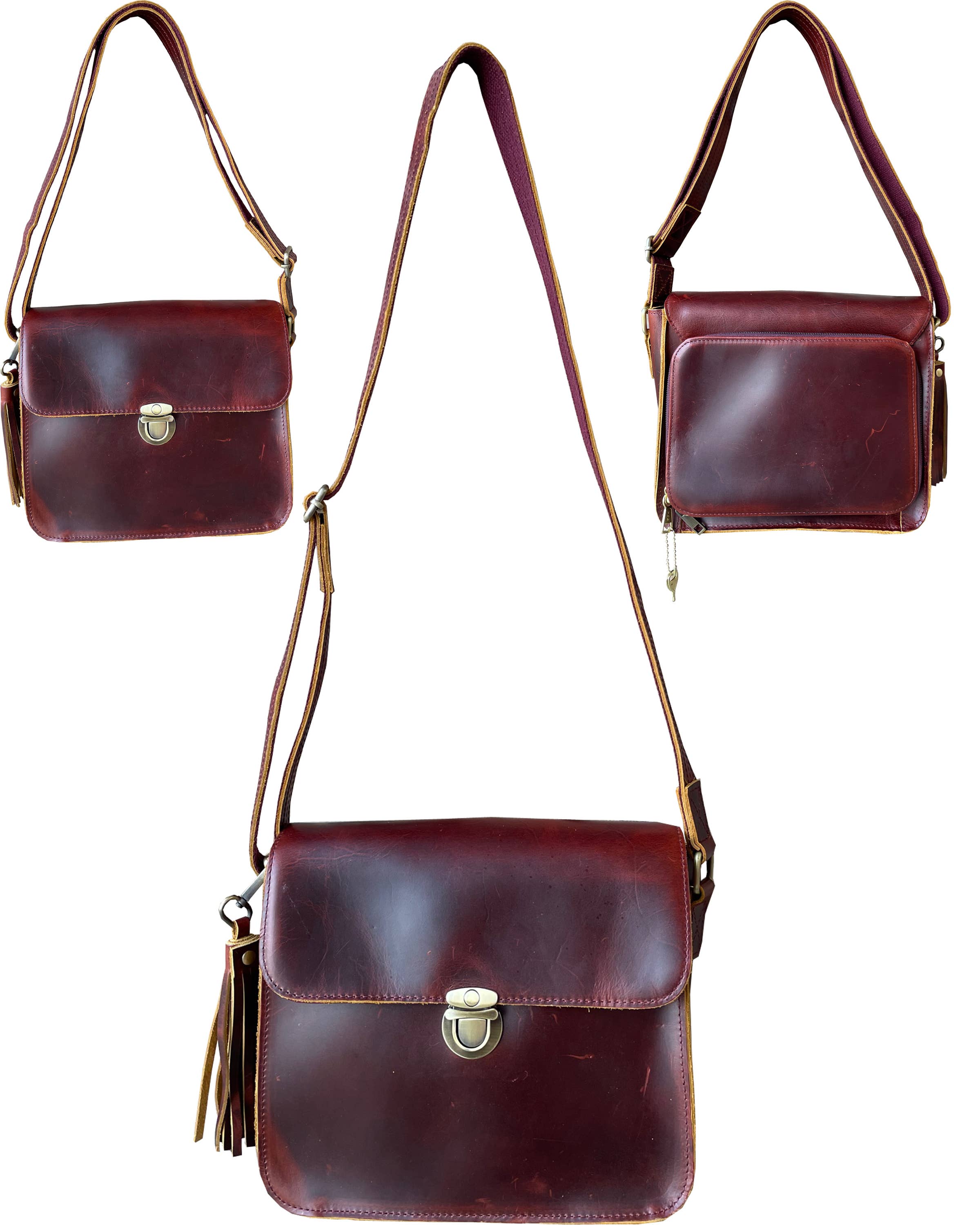 Roma Leathers, Inc. - Wholesale Crossbody Bag - Women's - Vintage leather crossbody shoulder bag with wire strap9