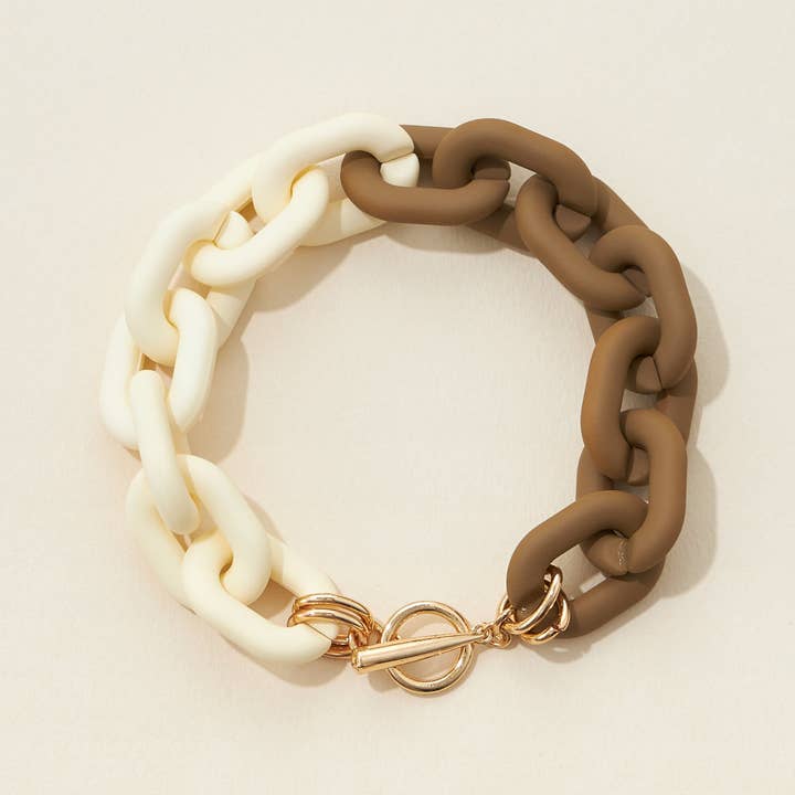 Frem - Wholesale Link & chain bracelet - Chunky Colorful Chain Link Bracelet with Gold Clasp4